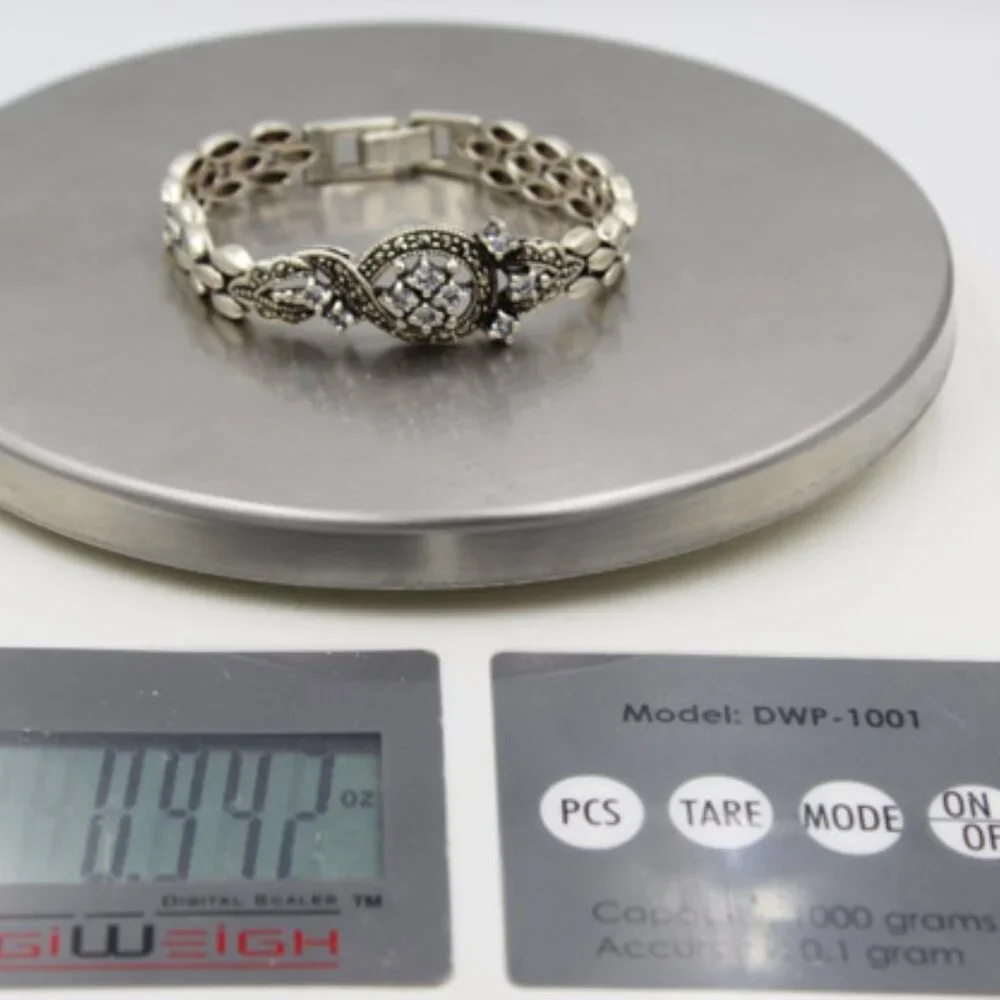 925 Marcasite Rhinestone Bracelet - Picture 7 of 8
